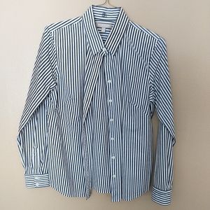 Banana Republic grey/blue and white striped button down